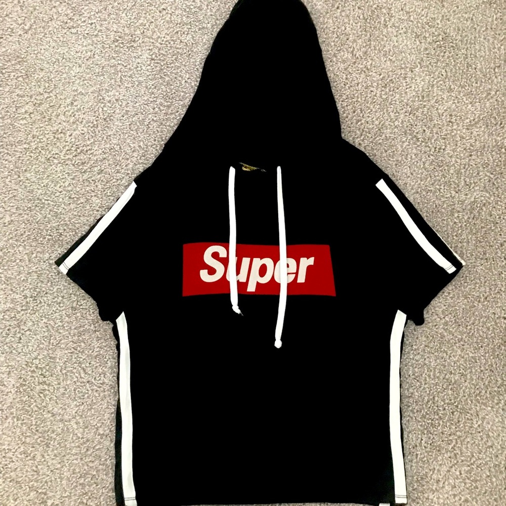 Black Super Short Sleeve Sweatshirt